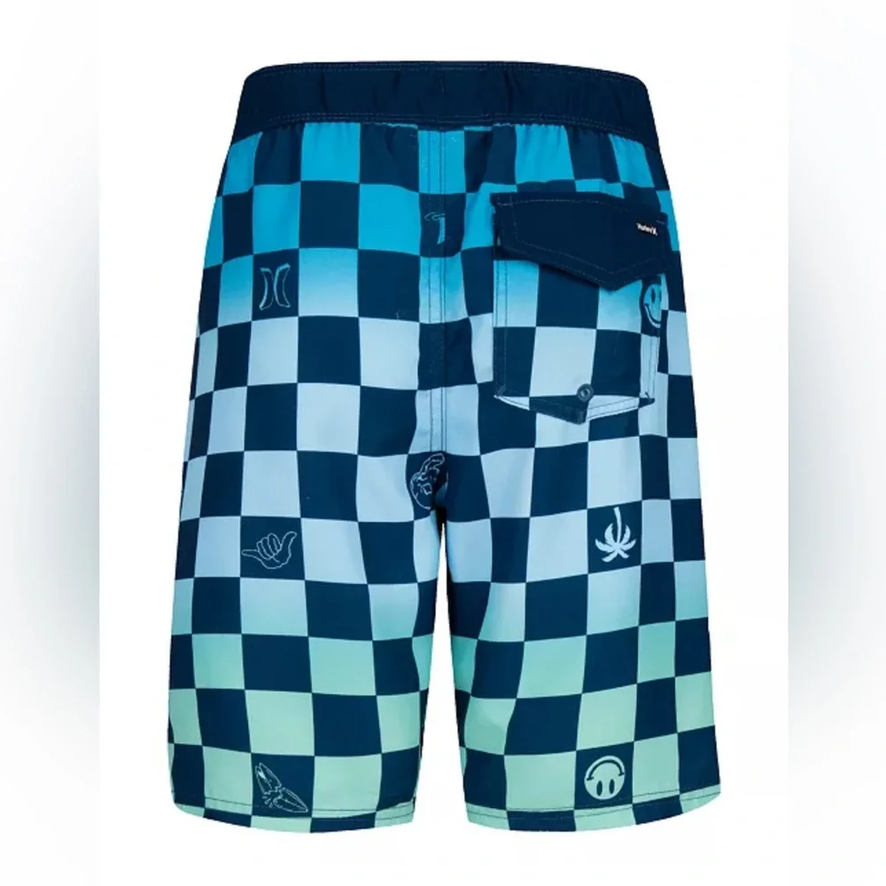 NWT Hurley Boys Character Check Pull On Swim Trunks‎ Summer Vacation Resort